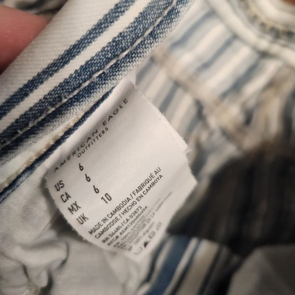 American Eagle Outfitters Striped Denim Shorts chore High Rise Cuffed Size‎ 6 - Picture 6 of 10